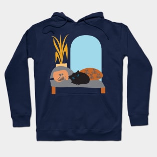 Cute Black Cat Chair Room 3 Hoodie